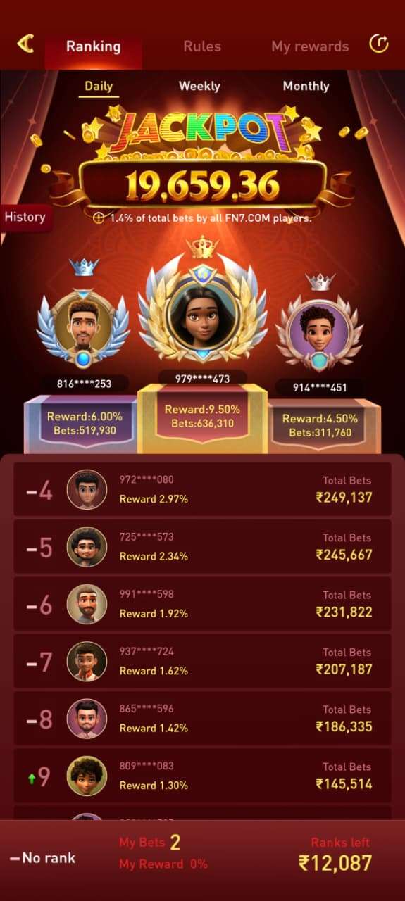 New FN7 Jackpot - Daily, Weekly & Monthly Tournaments